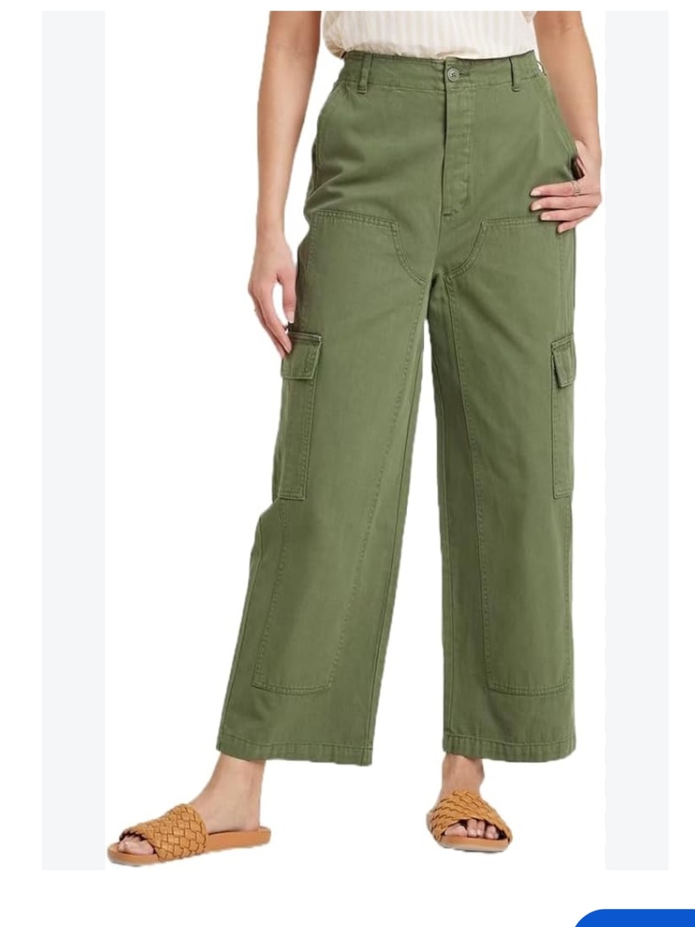 Universal Thread Olive Green High-Rise Wide Leg Barrel Cargo Pants Women’s 6